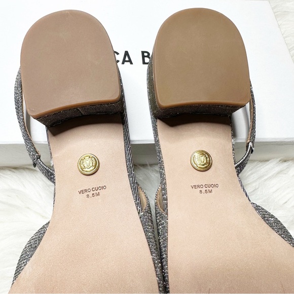 VERONICA BEARD Cecile Lurex Cap-toe Slingback Ballerina Kitten Heels 8.5 Italy - Picture 8 of 11